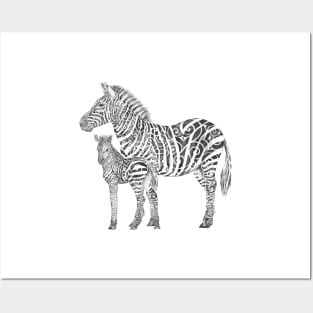 Swirly Zebra Family Posters and Art